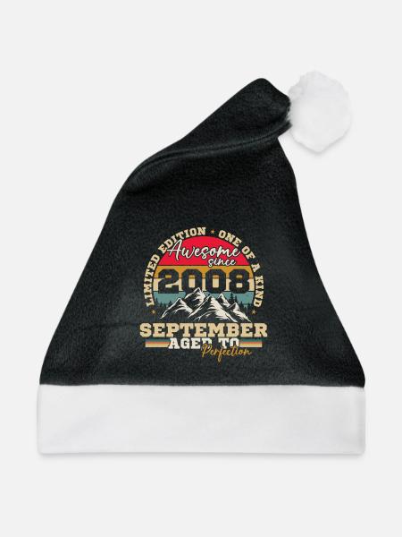September 2008 Vintage-Geburtstagsgeschenk - Weihnachtsmütze - Schwarz/Weiß