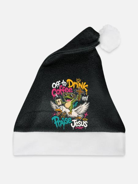 Kaffee, Kreuz und Frosch - Weihnachtsmütze - Schwarz/Weiß
