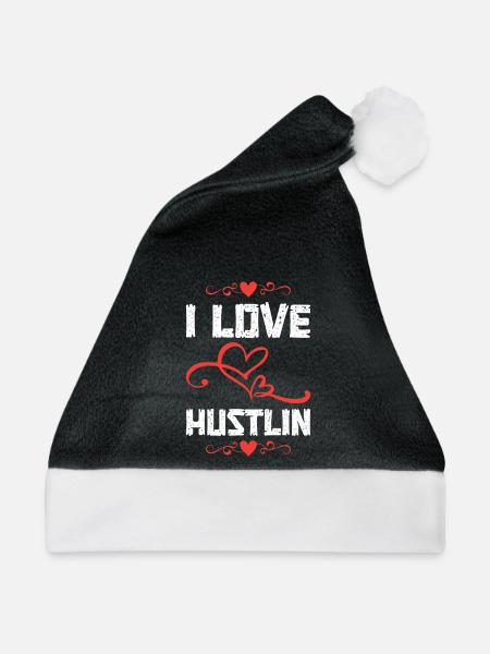 I Love Hustlin Herzdesign - Weihnachtsmütze - Schwarz/Weiß