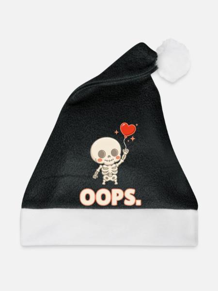 Herzballon-Skelett OOPS - Weihnachtsmütze - Schwarz/Weiß