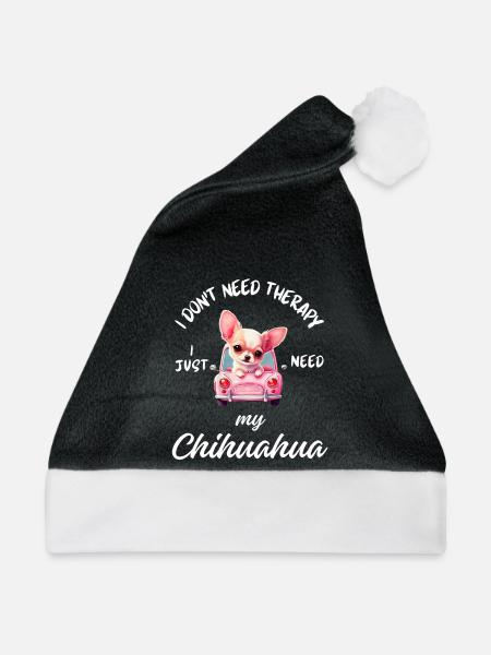 Chihuahua-Pink-Auto - Weihnachtsmütze - Schwarz/Weiß