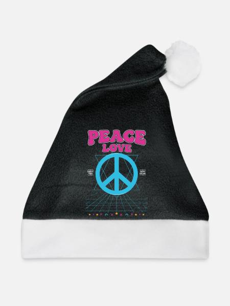 Hippie-Musik Trippig-Frieden-Liebes-Schilder-Rave - Weihnachtsmütze - Schwarz/Weiß - Vorne