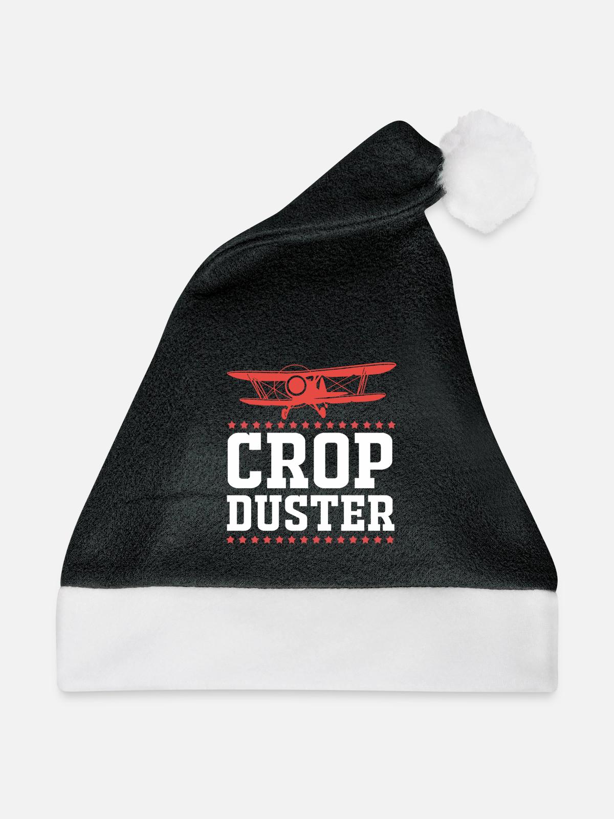 Crop Duster Flugzeug Pilot Geschenk - Weihnachtsmütze - Schwarz/Weiß - Vorne