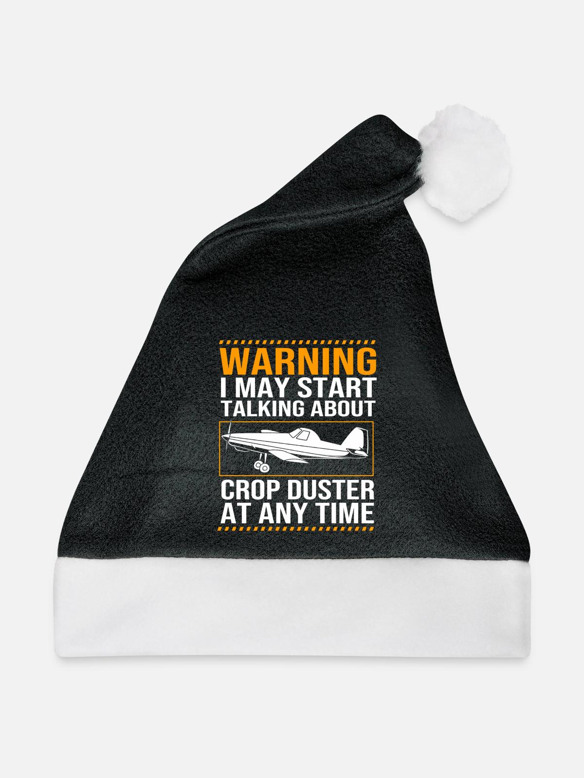 Crop Duster Flugzeug Pilot Geschenk - Weihnachtsmütze - Schwarz/Weiß - Vorne
