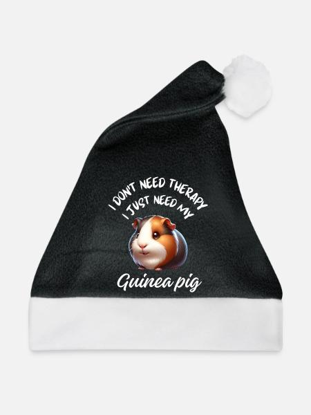 Pummeliges süßes Meerschweinchen - Weihnachtsmütze - Schwarz/Weiß