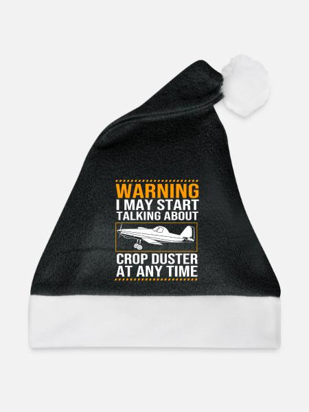 Crop Duster Flugzeug Pilot Geschenk - Weihnachtsmütze - Schwarz/Weiß - Vorne