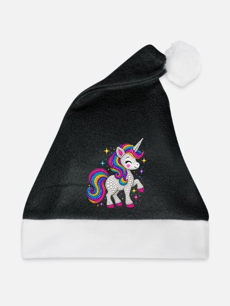 Unicorn Colorful Polka Dots  - Weihnachtsmütze - Schwarz/Weiß - Vorne
