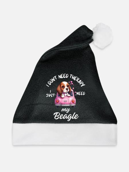 Beagle Puppy Pink Oldtimer - Weihnachtsmütze - Schwarz/Weiß