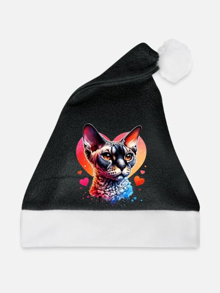 Devon Rex - Weihnachtsmütze - Schwarz/Weiß