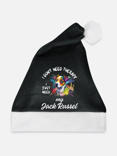 Bunter Jack Russell Splash - Weihnachtsmütze - Schwarz/Weiß - Vorne