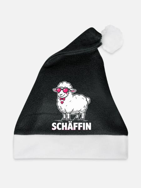 Schäffin Beste Chefin Teamleiterin Schaf - Weihnachtsmütze - Schwarz/Weiß