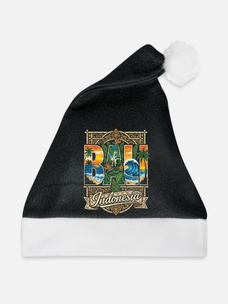 Bali Indonesia Buchstaben - Weihnachtsmütze - Schwarz/Weiß - Vorne