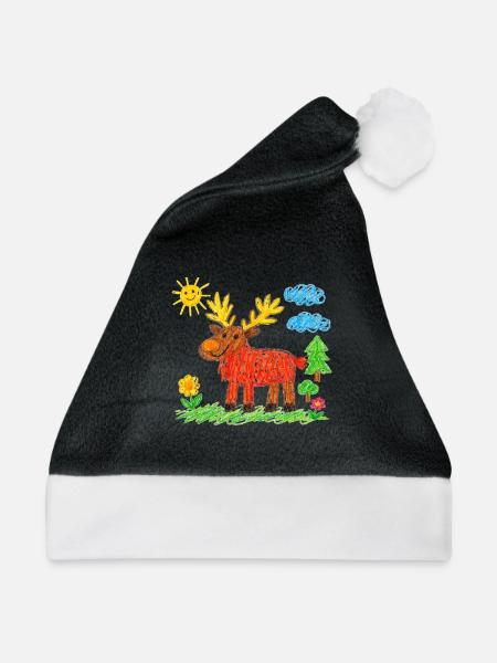 Sonnenbeschienene Hirsche auf der Spielischen Wiese - Weihnachtsmütze - Schwarz/Weiß - Vorne