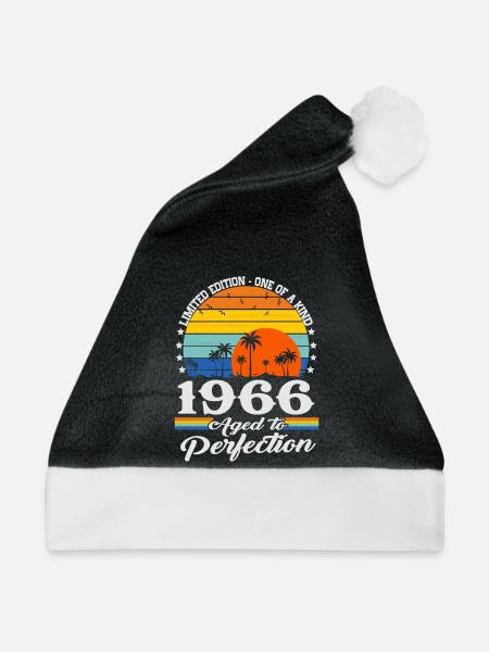 Vintage 1966 Jahrgang Geburtstag Geschenk Retro - Weihnachtsmütze - Schwarz/Weiß - Vorne