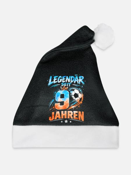 9. Geburtstag Junge Fußball Legendär seit 9 Jahren - Weihnachtsmütze - Schwarz/Weiß - Vorne