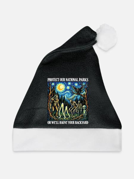 Kryptid Van Gogh schützt unsere Nationalparks - Weihnachtsmütze - Schwarz/Weiß - Vorne