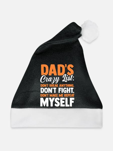 Dads Rules Dont Break Anything Father - Weihnachtsmütze - Schwarz/Weiß - Vorne