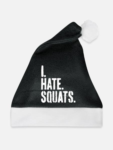 Squat Beine Workout Gym I hate Squats - Weihnachtsmütze - Schwarz/Weiß - Vorne