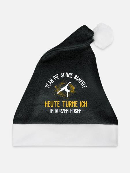 Turnen Mädchen Gymnastik Turnanzug Turnerin - Weihnachtsmütze - Schwarz/Weiß - Vorne