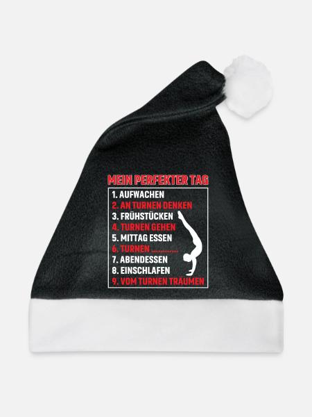 Turnen Mädchen Gymnastik Turnanzug Turnerin - Weihnachtsmütze - Schwarz/Weiß - Vorne