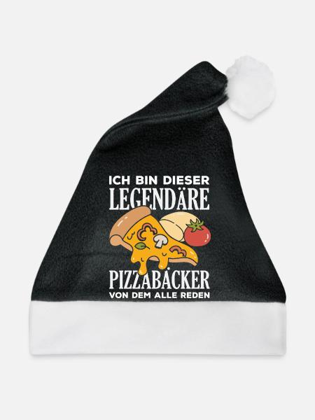 Legendärer Pizzabäcker Pizza Spruch - Weihnachtsmütze - Schwarz/Weiß - Vorne
