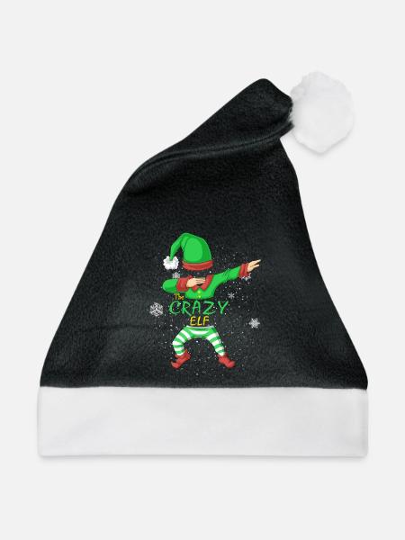 Die verrückte Elfen-Matching-Familie Weihnachtsfestfest - Weihnachtsmütze - Schwarz/Weiß - Vorne