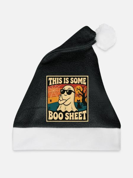 Retro Ghost Boo Sheet - Weihnachtsmütze - Schwarz/Weiß