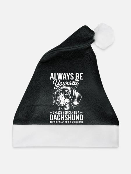 Dackel Spruch Dachshund Lustiges Dackel Geschenk - Weihnachtsmütze - Schwarz/Weiß - Vorne