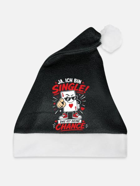 Ich bin Single Deine Chance Malle - Weihnachtsmütze - Schwarz/Weiß - Vorne