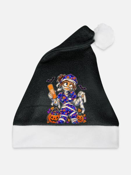 Halloween-Mummy Krankenschwester - Weihnachtsmütze - Schwarz/Weiß