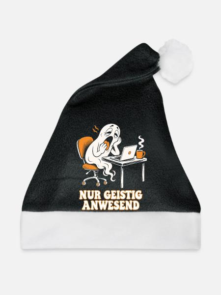 Nur geistig anwesend – Der Geist im Büro - Weihnachtsmütze - Schwarz/Weiß - Vorne