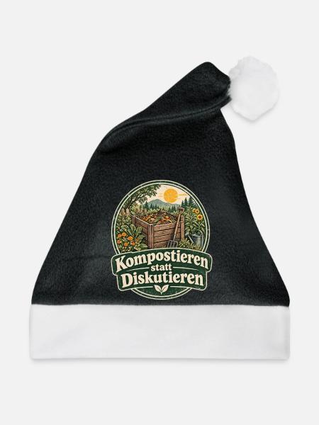Kompostieren statt Diskutieren Gartenliebe - Weihnachtsmütze - Schwarz/Weiß