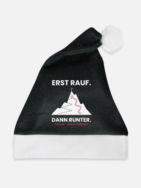 Erst rauf, dann runter | Skitour - Weihnachtsmütze - Schwarz/Weiß - Vorne