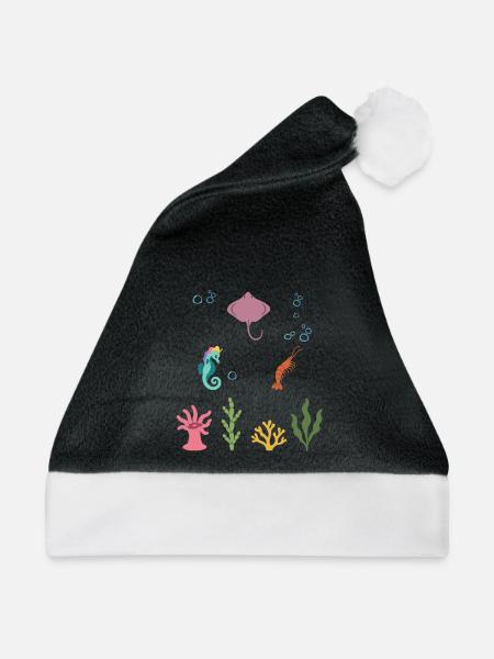 Rochen Unterwasser Kinder Einhorn-Seepferdchen - Weihnachtsmütze - Schwarz/Weiß