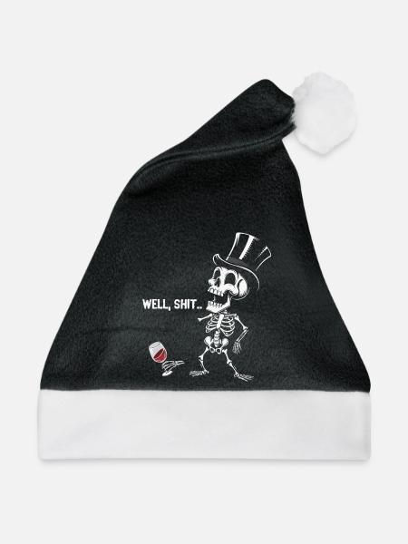Well Shit Skeleton Lost Wine Halloween - Weihnachtsmütze - Schwarz/Weiß - Vorne