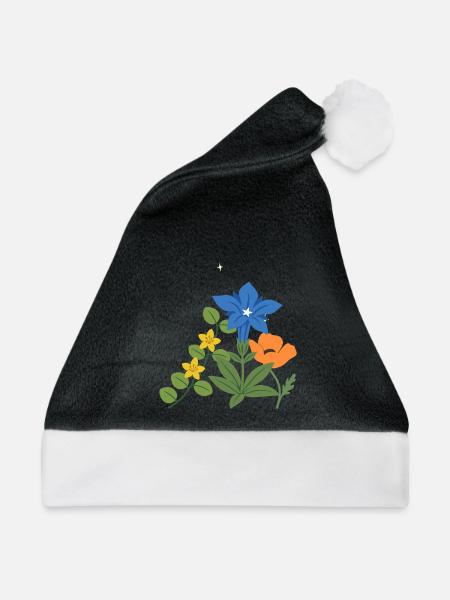 Blumen botanisch Natur Design - Weihnachtsmütze - Schwarz/Weiß
