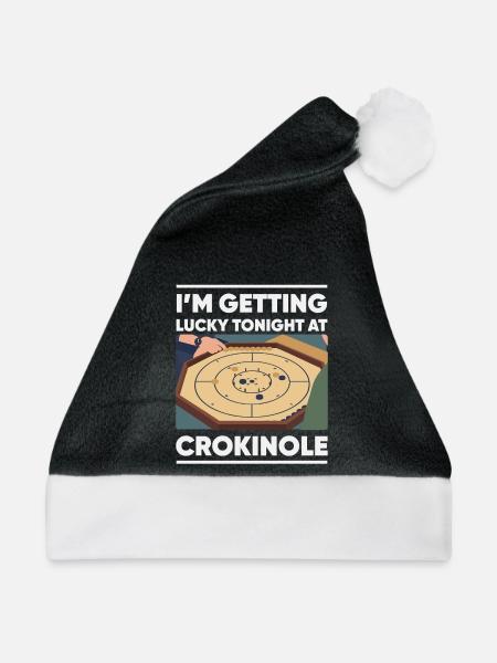 I'm Getting Lucky Tonight – Crokinole Spieler - Weihnachtsmütze - Schwarz/Weiß - Vorne