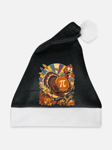 Thanksgiving-Truthahn mit Kürbis-Pi für Mathefans - Weihnachtsmütze - Schwarz/Weiß