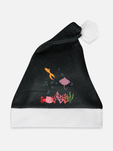 Goldfisch Unterwasser Kinder Rochen - Weihnachtsmütze - Schwarz/Weiß