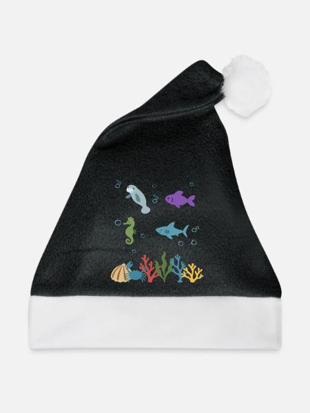 Seekuh Unterwasser Kinder Fisch Seepferdchen - Weihnachtsmütze - Schwarz/Weiß
