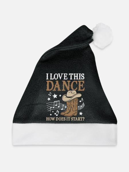 Line Dance Country Western Tanz - Weihnachtsmütze - Schwarz/Weiß - Vorne