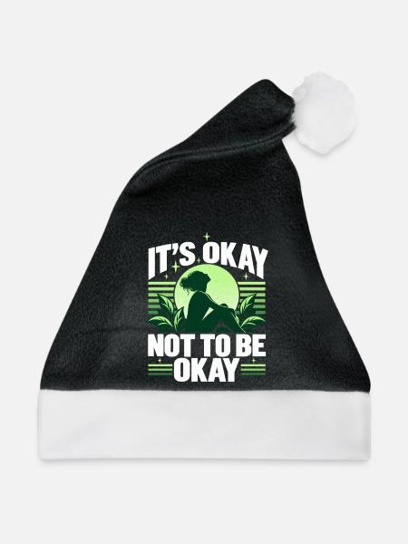 Mentale Gesundheit IT'S OKAY NOT TO BE OKAY  - Weihnachtsmütze - Schwarz/Weiß - Vorne