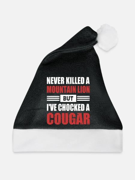 Never Killed A Mountain Lion But Chocked A Cougar - Weihnachtsmütze - Schwarz/Weiß - Vorne