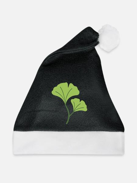 Ginkgo Pflanze Illustration Geschenkidee - Weihnachtsmütze - Schwarz/Weiß