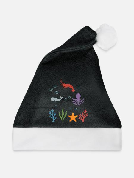 Garnele Unterwasser Kinder Wal - Weihnachtsmütze - Schwarz/Weiß