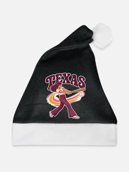 Texas Retro Baseball Dame Illustration - Weihnachtsmütze - Schwarz/Weiß