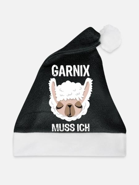Garnix muss ich - Lama - Spruch - Weihnachtsmütze - Schwarz/Weiß - Vorne