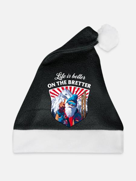 Ski, Skifahrer - Life is better on the bretter - Weihnachtsmütze - Schwarz/Weiß