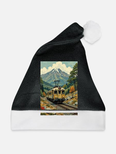 Retro Zug Bild - Weihnachtsmütze - Schwarz/Weiß