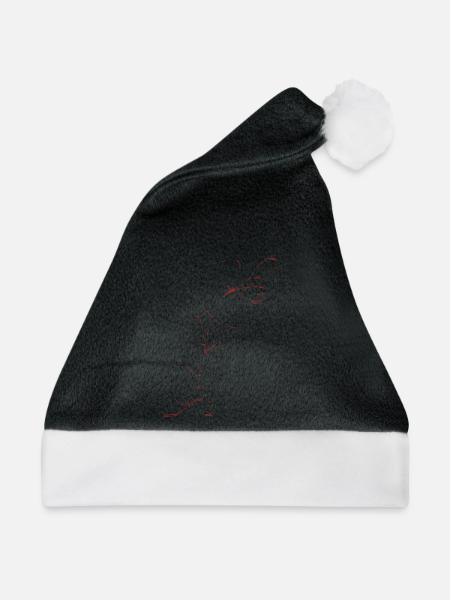 Rote Linienblume Skizze - Weihnachtsmütze - Schwarz/Weiß